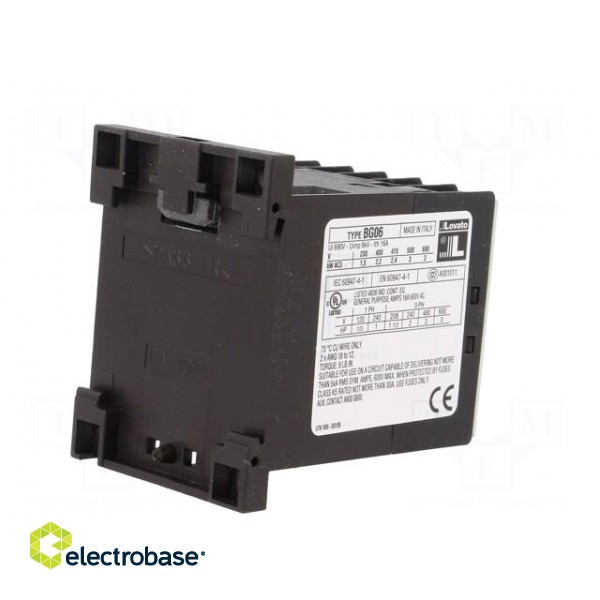 Contactor: 3-pole | NO x3 | Auxiliary contacts: NO | 24VDC | 6A | DIN | BG фото 6