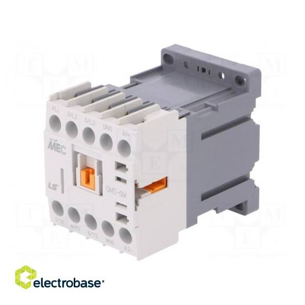 Contactor: 3-pole | NO x3 | Auxiliary contacts: NO | 24VDC | 6A | W: 45mm image 1