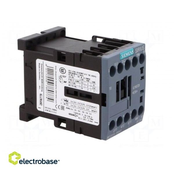 Contactor: 3-pole | NO x3 | Auxiliary contacts: NO | 24VDC | 7A | 3RT20 image 8