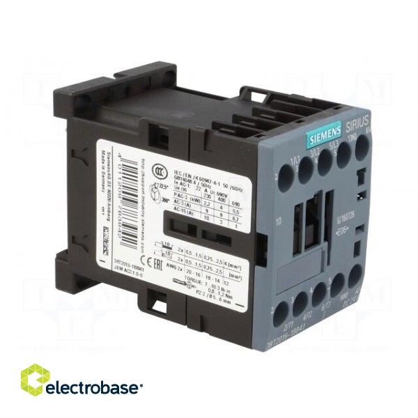 Contactor: 3-pole | NO x3 | Auxiliary contacts: NO | 24VDC | 9A | 3RT20 фото 8
