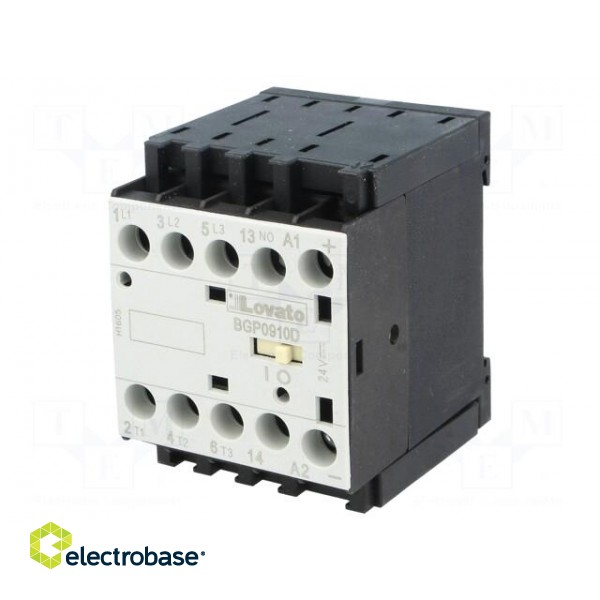 Contactor: 3-pole | NO x3 | Auxiliary contacts: NO | 24VDC | 9A | DIN | BG image 1