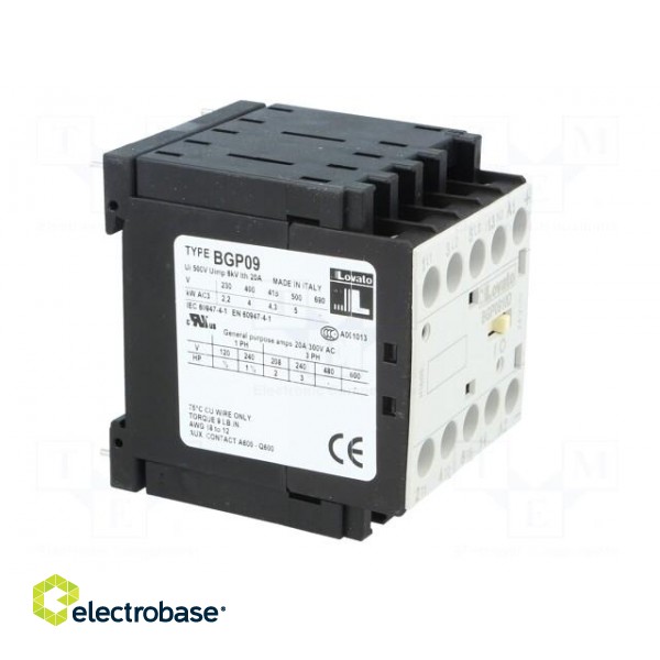 Contactor: 3-pole | NO x3 | Auxiliary contacts: NO | 24VDC | 9A | DIN | BG фото 8