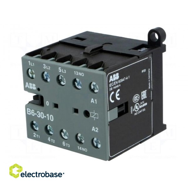 Contactor: 3-pole | NO x3 | Auxiliary contacts: NO | 24VAC | 6A | B6