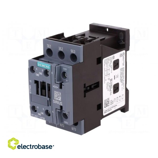 Contactor: 3-pole | NO x3 | Auxiliary contacts: NO + NC | 110VAC | 32A image 1