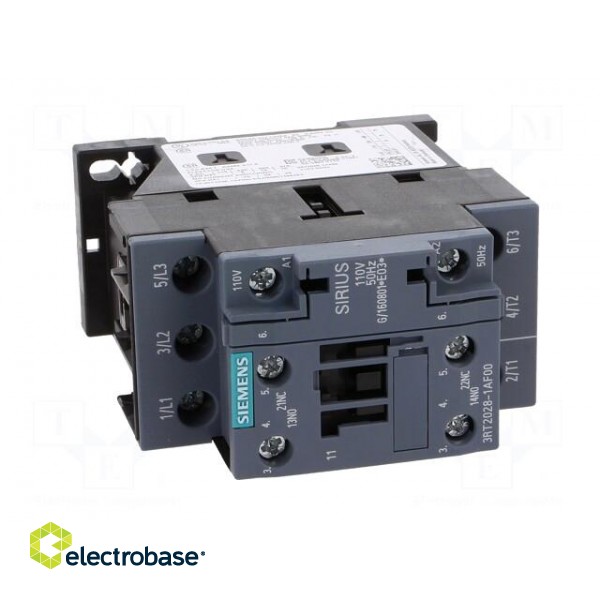 Contactor: 3-pole | NO x3 | Auxiliary contacts: NO + NC | 110VAC | 40A image 9