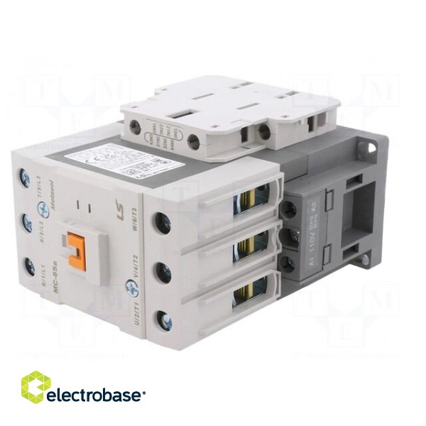 Contactor: 3-pole | NO x3 | Auxiliary contacts: NO + NC | 110VAC | 65A image 2