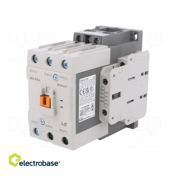 Contactor: 3-pole | NO x3 | Auxiliary contacts: NO + NC | 110VAC | 65A image 1