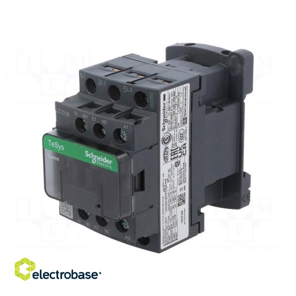 Contactor: 3-pole | NO x3 | Auxiliary contacts: NO + NC | 120VAC | 18A image 1