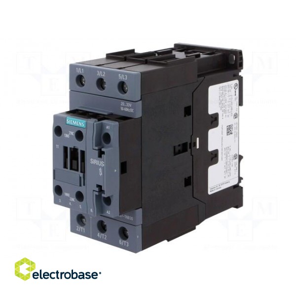 Contactor: 3-pole | NO x3 | Auxiliary contacts: NO + NC | 65A | 3RT20 image 1