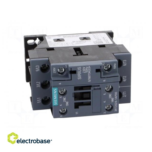 Contactor: 3-pole | NO x3 | Auxiliary contacts: NO + NC | 230VAC | 12A image 9