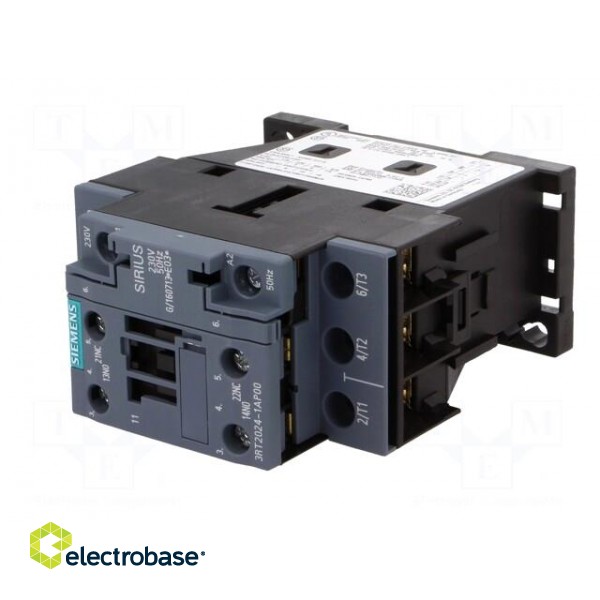 Contactor: 3-pole | NO x3 | Auxiliary contacts: NO + NC | 230VAC | 12A image 2