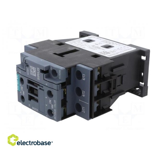 Contactor: 3-pole | NO x3 | Auxiliary contacts: NO + NC | 230VAC | 25A image 2