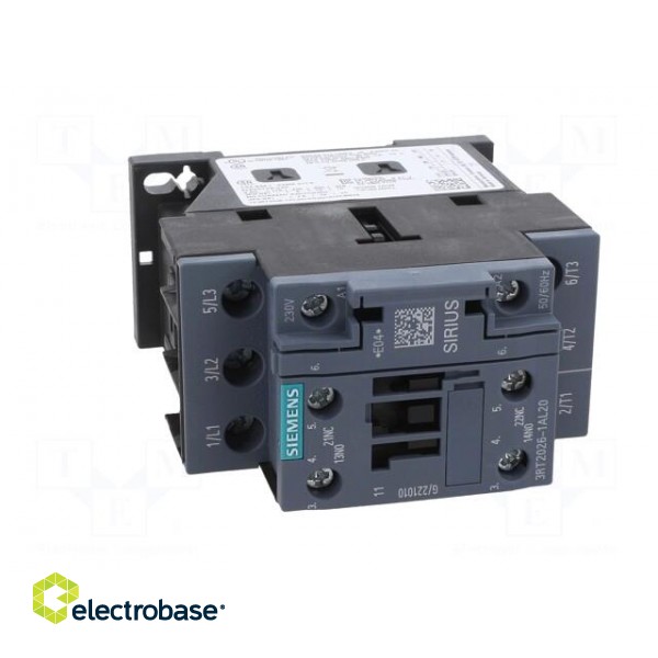 Contactor: 3-pole | NO x3 | Auxiliary contacts: NO + NC | 230VAC | 25A image 9