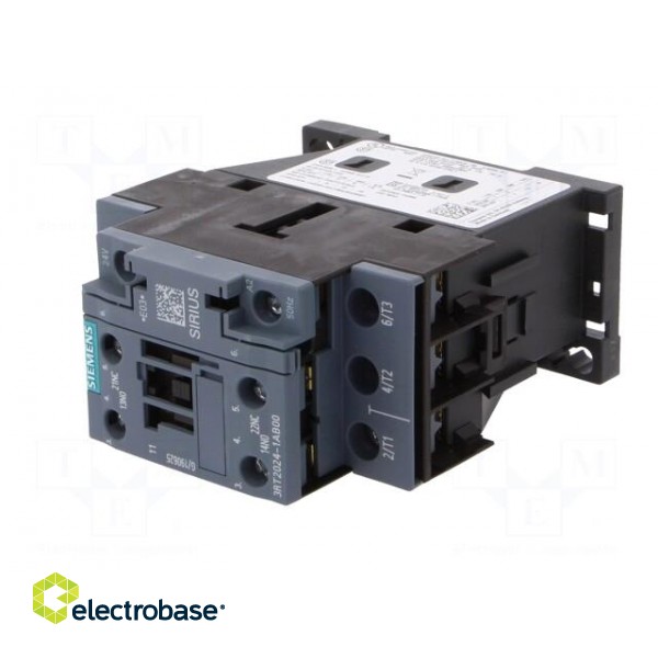 Contactor: 3-pole | NO x3 | Auxiliary contacts: NO + NC | 24VAC | 12A image 2