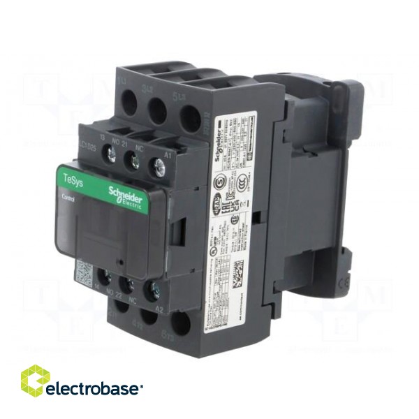 Contactor: 3-pole | NO x3 | Auxiliary contacts: NO + NC | 24VDC | 25A