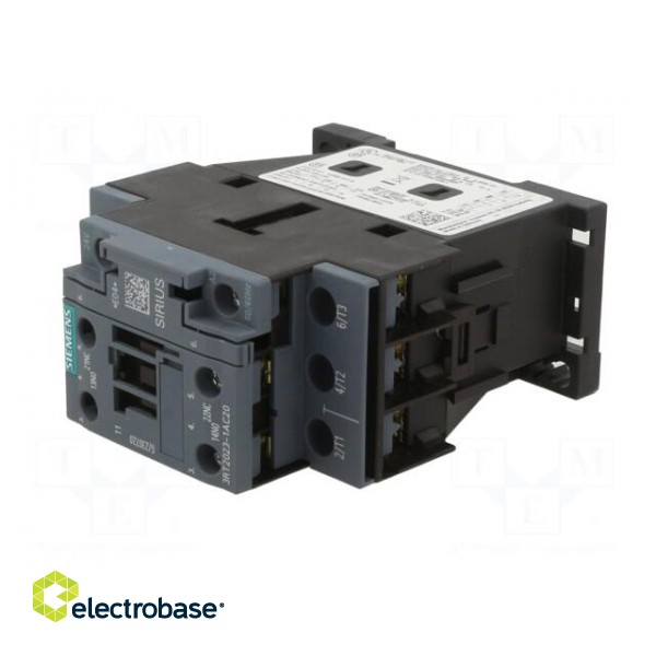 Contactor: 3-pole | NO x3 | Auxiliary contacts: NO + NC | 24VAC | 9A фото 2