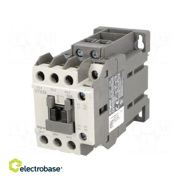 Contactor: 3-pole | NO x3 | Auxiliary contacts: NO + NC | 24VDC | 12A image 1