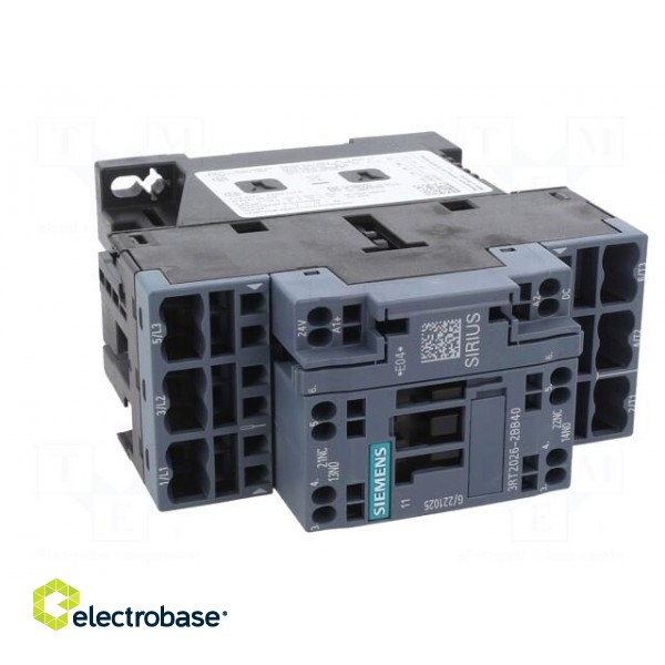 Contactor: 3-pole | NO x3 | Auxiliary contacts: NO + NC | 24VDC | 25A image 9