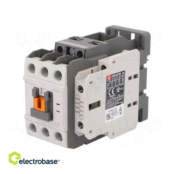 Contactor: 3-pole | NO x3 | Auxiliary contacts: NO + NC | 24VDC | 32A image 1
