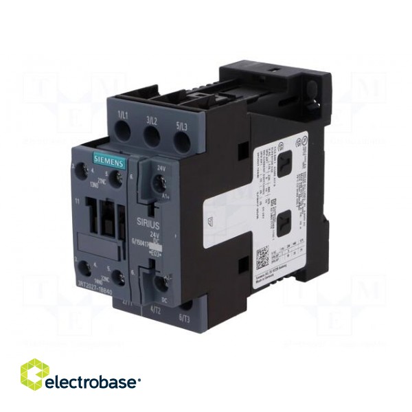 Contactor: 3-pole | NO x3 | Auxiliary contacts: NO + NC | 24VDC | 32A image 2