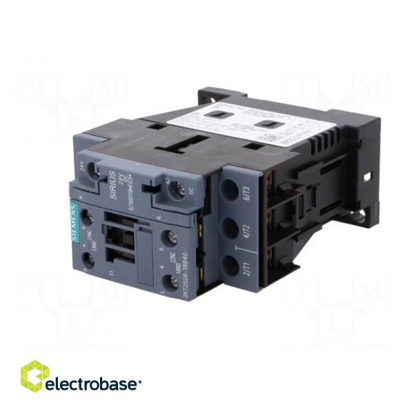 Contactor: 3-pole | NO x3 | Auxiliary contacts: NO + NC | 24VDC | 40A image 2