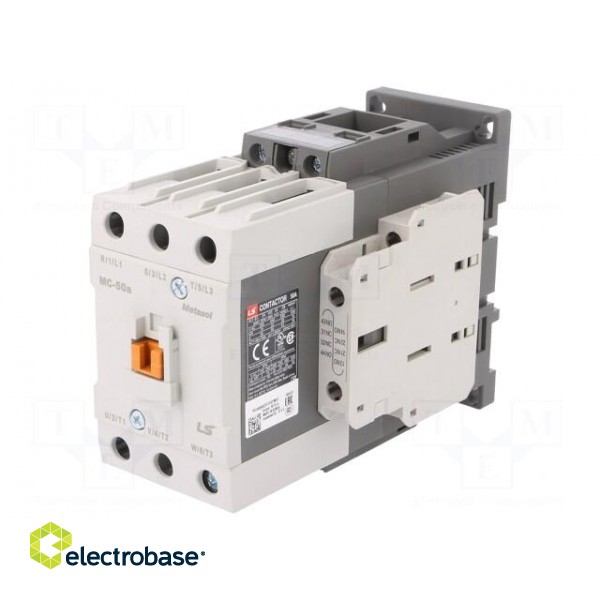 Contactor: 3-pole | NO x3 | Auxiliary contacts: NO + NC | 24VDC | 50A image 1