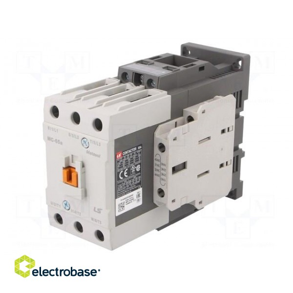 Contactor: 3-pole | NO x3 | Auxiliary contacts: NO + NC | 24VDC | 65A image 1