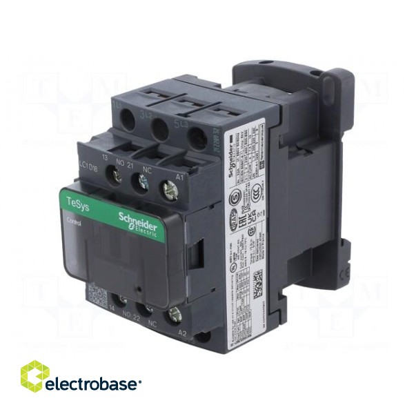 Contactor: 3-pole | NO x3 | Auxiliary contacts: NO + NC | 400VAC | 18A image 1
