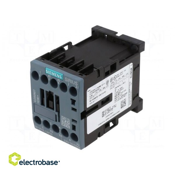 Contactor: 4-pole | NC x2 + NO x2 | 230VAC | 9A | 3RT25 | -25÷60°C | 690V image 1