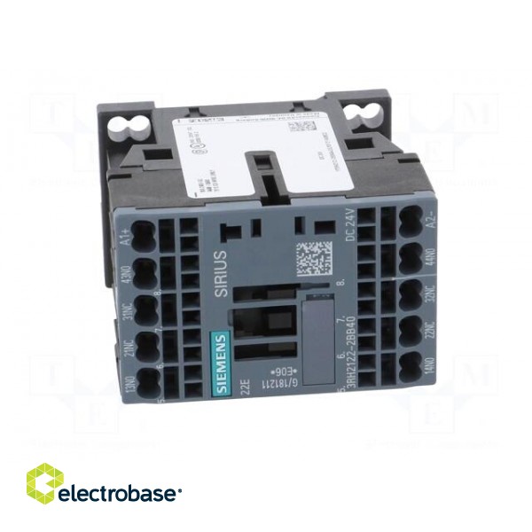 Contactor: 4-pole | NC x2 + NO x2 | 24VDC | 10A | 3RH20 | spring clamps image 9