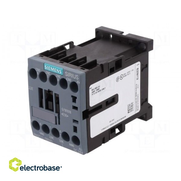 Contactor: 4-pole | NC x2 + NO x2 | 24VDC | 10A | DIN,on panel | 3RH20 paveikslėlis 1