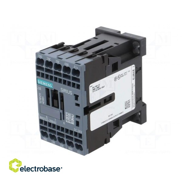 Contactor: 4-pole | NC x2 + NO x2 | 24VDC | 10A | DIN,on panel | 3RH20 image 1