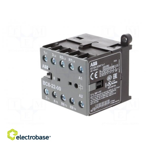 Contactor: 4-pole | NC x2 + NO x2 | 24VDC | 6A | DIN,on panel | BC6 image 2