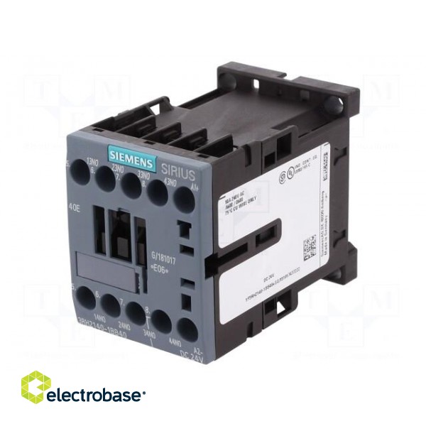 Contactor: 4-pole | NO x4 | 24VDC | 10A | DIN,on panel | 3RH20 | -25÷60°C image 1