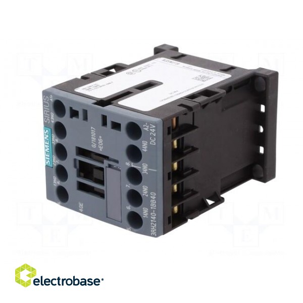 Contactor: 4-pole | NO x4 | 24VDC | 10A | DIN,on panel | 3RH20 | -25÷60°C image 2