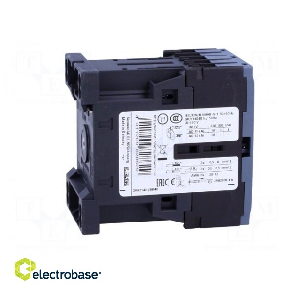 Contactor: 4-pole | NO x4 | 24VDC | 10A | 3RH20 | spring clamps image 7