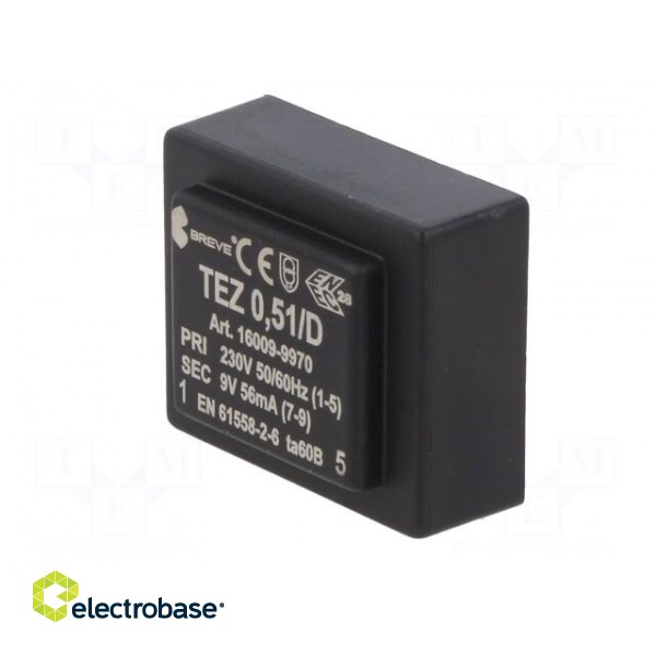 Transformer: encapsulated | 0.5VA | 230VAC | 9V | PCB | IP00 | A: 28mm image 4