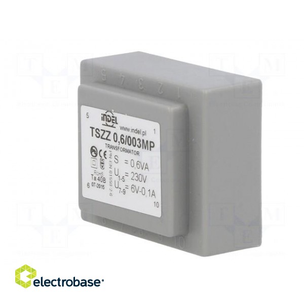 Transformer: encapsulated | 0.6VA | 230VAC | 6V | 100mA | PCB | IP00 image 4