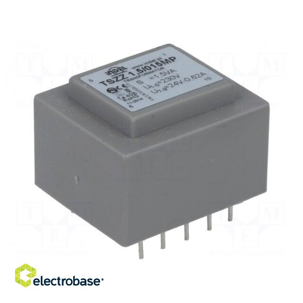 Transformer: encapsulated | 1.2VA | 230VAC | 24V | 0.05A | Mounting: PCB image 1