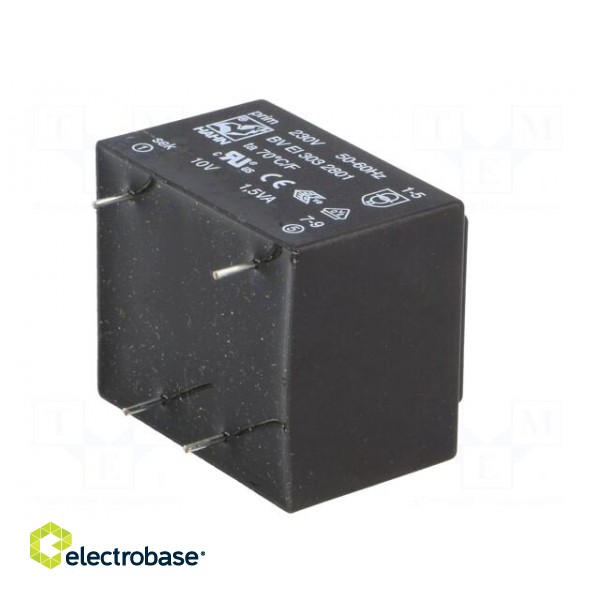 Transformer: encapsulated | 1.5VA | 230VAC | 10V | 150mA | Mounting: PCB image 8