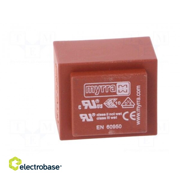 Transformer: encapsulated | 1.5VA | 230VAC | 15V | 100mA | Mounting: PCB image 3