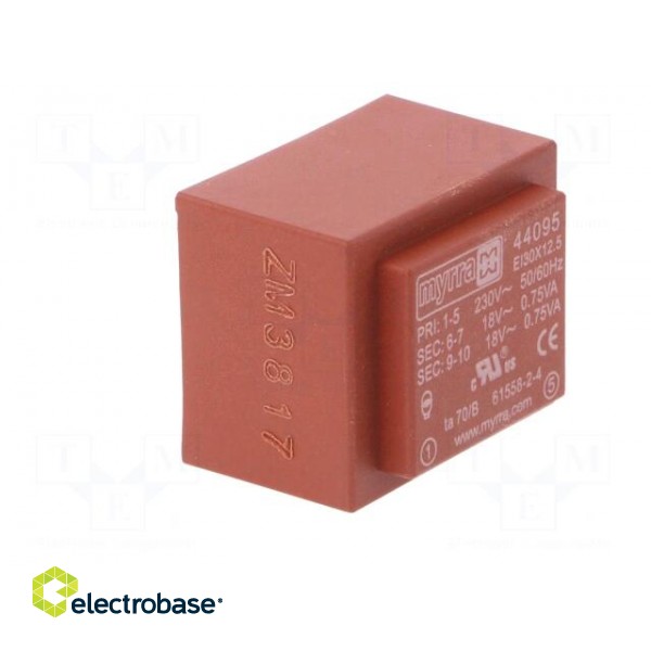 Transformer: encapsulated | 1.5VA | 230VAC | 18V | 18V | 42mA | 42mA | PCB image 2