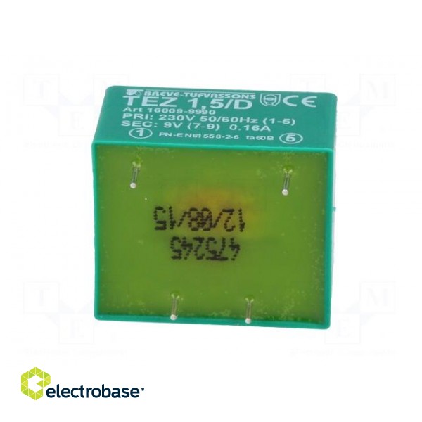 Transformer: encapsulated | 1.5VA | 230VAC | 9V | 166.6mA | PCB | IP00 image 7