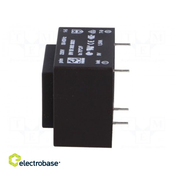 Transformer: encapsulated | 1.5VA | 230VAC | 9V | 166mA | Mounting: PCB image 5