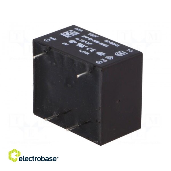 Transformer: encapsulated | 1.5VA | 230VAC | 9V | 166mA | Mounting: PCB image 8