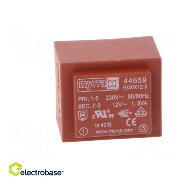 Transformer: encapsulated | 1.8VA | 230VAC | 12V | 150mA | PCB image 3