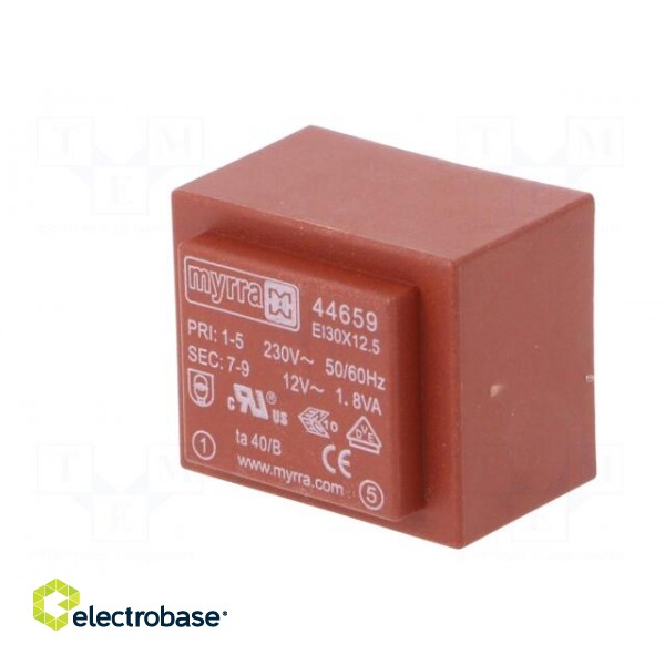 Transformer: encapsulated | 1.8VA | 230VAC | 12V | 150mA | PCB image 4