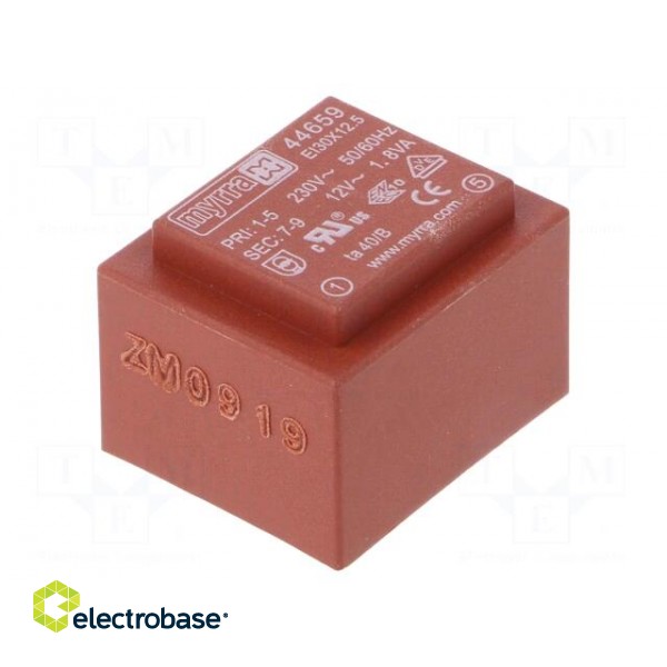 Transformer: encapsulated | 1.8VA | 230VAC | 12V | 150mA | PCB image 1