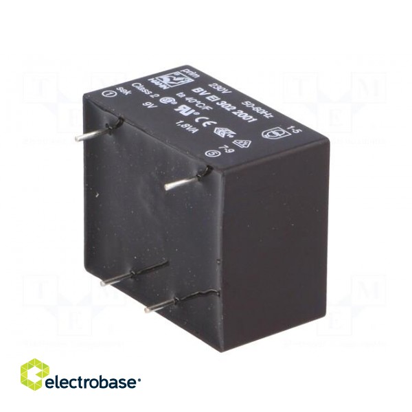 Transformer: encapsulated | 1.8VA | 230VAC | 9V | 200mA | Mounting: PCB image 8