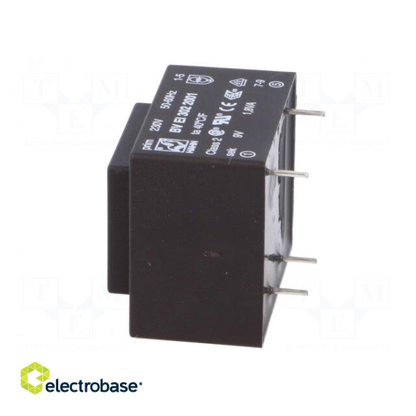 Transformer: encapsulated | 1.8VA | 230VAC | 9V | 200mA | Mounting: PCB image 5